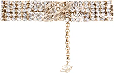 Blumarine Gold Rhinestone 'b' Choker In L0575 Light Gold
