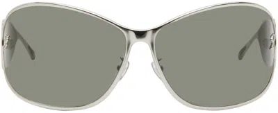 Blumarine Silver Wraparound Sunglasses In N0992 Silver