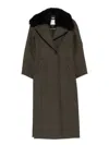 Blumarine Green Coat With Classic Lapels And Removable Collar In Wool Blend Woman In Green