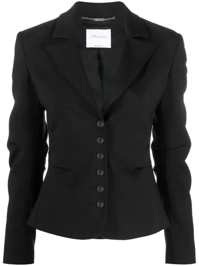 Blumarine Single-breasted Draped Blazer In Black