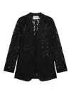 Blumarine Single-breasted Floral-lace Blazer In Black