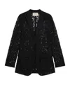 Blumarine Single-breasted Floral Lace Tailored Blazer In Black