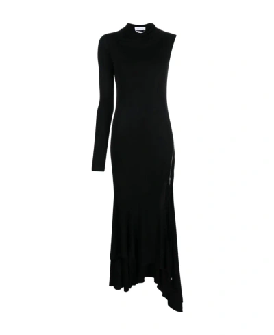 Blumarine Single-sleeve Asymmetric Dress In Black