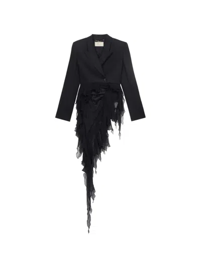 Blumarine Single-breasted Asymmetric-hem Blazer In Black