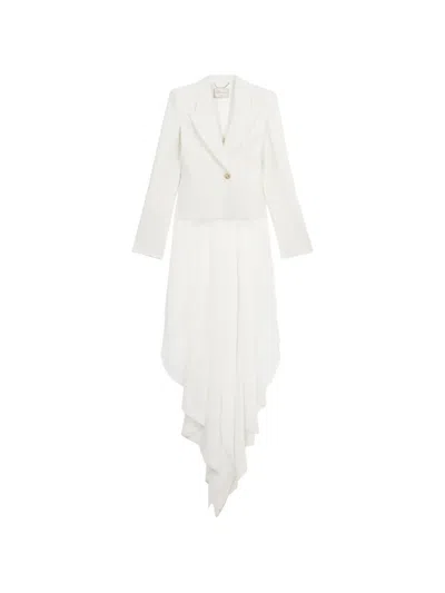 Blumarine Single-breasted Asymmetric-hem Blazer In White