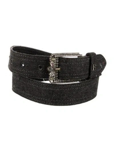 Pre-owned Blumarine Skinny Crystal Embellishments Belt In Black