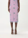 Blumarine Embellished Floral Fringe Sheer Overlay Skirt In Blau