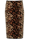 Blumarine Leo Leopard-print Jacquard Pencil Skirt In Brown Sugar Black