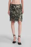 Blumarine Sequin-embellished Fringe Mini Skirt In Green