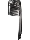 Blumarine Draped Lamé-effect Miniskirt In Grey