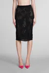 Blumarine Open-knit Midi Skirt In Black