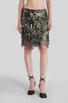 Blumarine Sequin-embellished Fringe Mini Skirt In Green