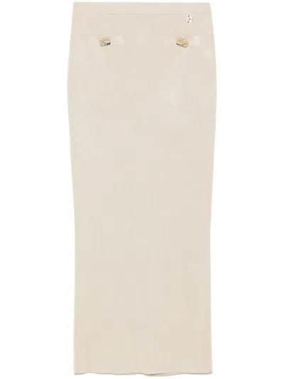 BLUMARINE BLUMARINE FIT BEIGE MIDI SKIRT WITH POCKETS