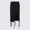 Blumarine Textured Fabric Skirt With Ruffled Slit In Black