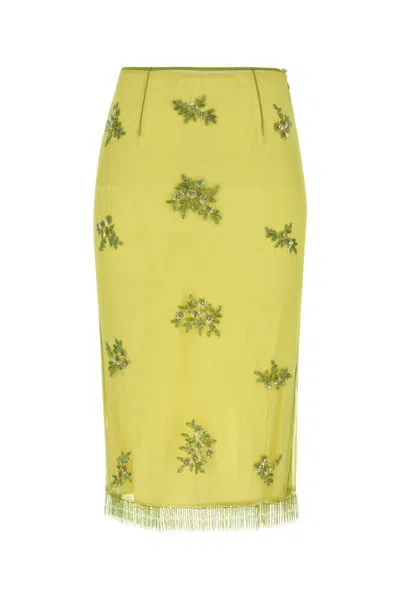 Blumarine Women 2g226a Tulle Embroid Skirt In Nilegreensunlight