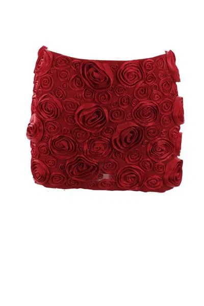 Blumarine Red Mini Skirt With 3d Rose Embroidery