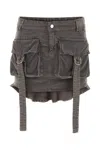 Blumarine Gray Low-rise Miniskirt In Shark