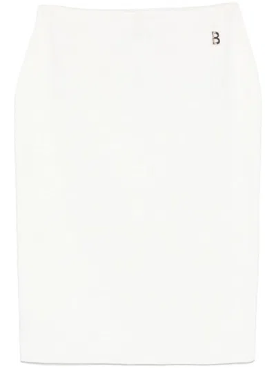 BLUMARINE BLUMARINE WHITE MIDI SKIRT WITH LOGO