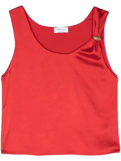 Blumarine Sleeveless Crepe Blouse In Red
