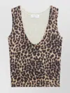 Blumarine Sleeveless V Neck Animal Print Knitwear In Animal Print
