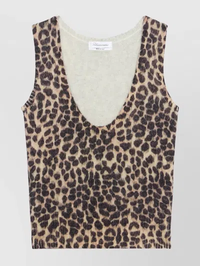 BLUMARINE SLEEVELESS V NECK ANIMAL PRINT KNITWEAR