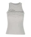 Blumarine Embellished-logo Tank Top In Gray