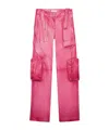 Blumarine Slim-cut Leather Cargo Trousers In Pink