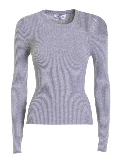 Blumarine Slim Fit Studded Sweater In Gris