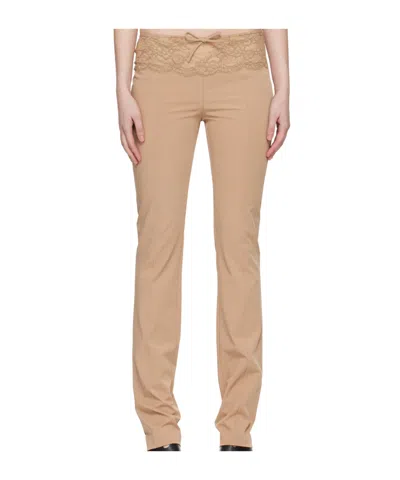 Blumarine Slim Lace Casual Pants In Brown