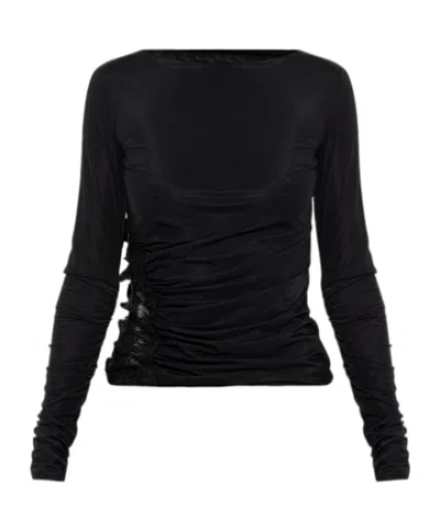Blumarine Solid Color Long-sleeved Top In Black