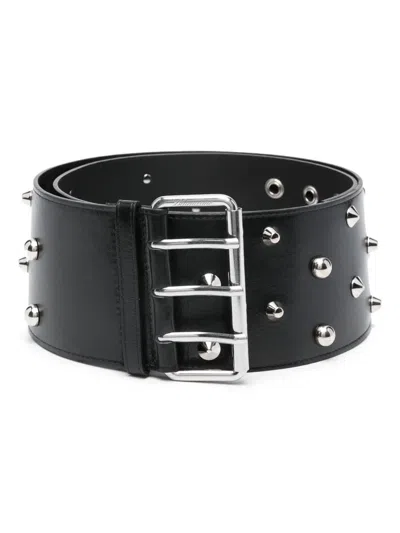 Blumarine Spike Stud-embellished Leather Belt In Black