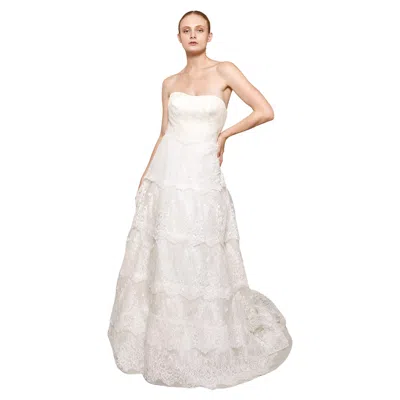 Pre-owned Blumarine Sposa White Lace Ruffled Gown