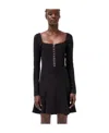 Blumarine Square-neck Flared Minidress In Black