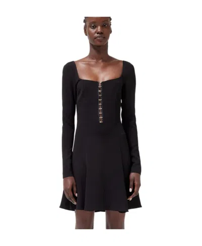 Blumarine Square-neck Flared Minidress In Black