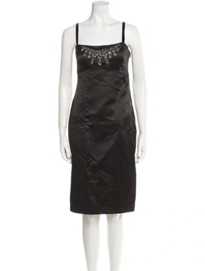 Pre-owned Blumarine Square Neckline Knee-length Dress In Black