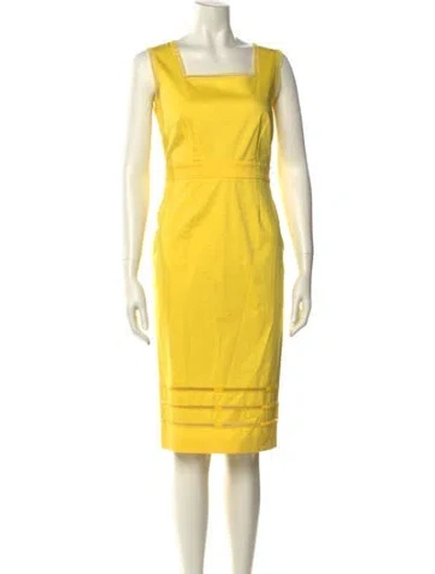 Pre-owned Blumarine Square Neckline Knee-length Dress In Yellow