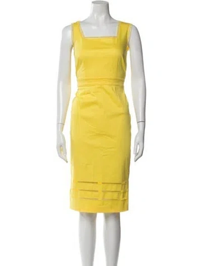 Pre-owned Blumarine Square Neckline Knee-length Dress In Yellow