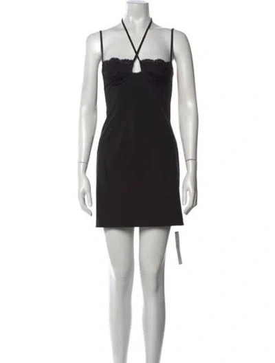 Pre-owned Blumarine Square Neckline Mini Dress In Black