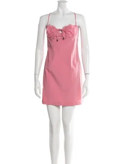 Pre-owned Blumarine Square Neckline Mini Dress In Pink
