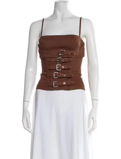 Pre-owned Blumarine Square Neckline Sleeveless Crop Top In Brown