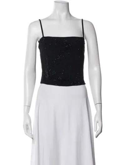Pre-owned Blumarine Square Neckline Sleeveless Crop Top W/ Tags In Black