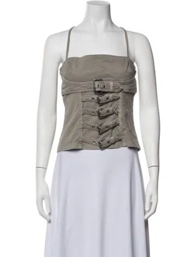 Pre-owned Blumarine Square Neckline Sleeveless Top In Blue