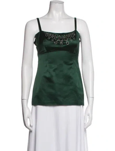 Pre-owned Blumarine Square Neckline Sleeveless Top In Green