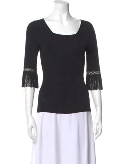 Pre-owned Blumarine Square Neckline Three-quarter Sleeve Top In Black