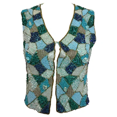 Pre-owned Blumarine S/s 1993 Mosaic Beaded Vest In Gray