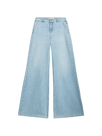 Blumarine Stone Washed Palazzo Pants In Blue