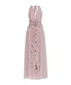 Blumarine Lilac Georgette Long Dress In Nude