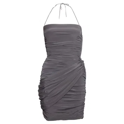 Pre-owned Blumarine , Strapless Draped Dress In Gray