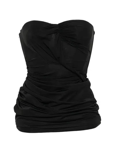 Blumarine Strapless Draped Mini Dress In Black