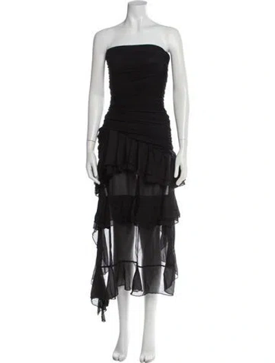 Pre-owned Blumarine Strapless Knee-length Dress In Gray
